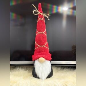Christmas gnome in knitted red hat 15”tall 3.5”wide